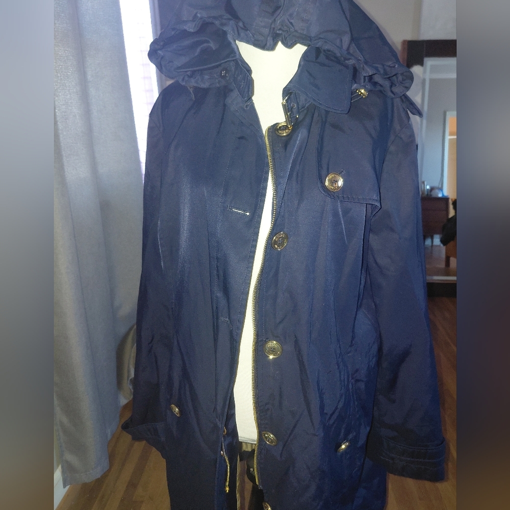 Michael Michael Kors Dark Blue Trench Coat, Women's XL